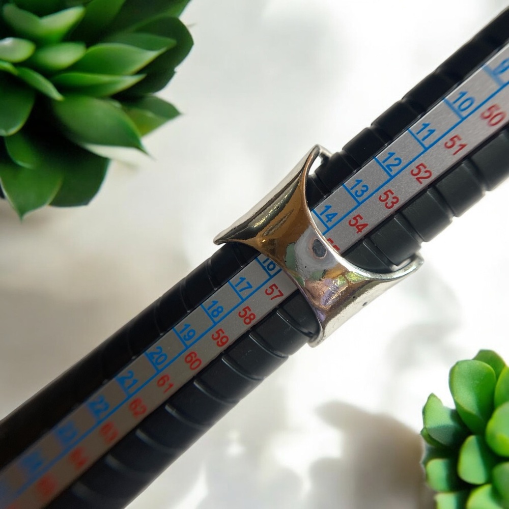 Vintage Wide Ring 925 Silver Plated Inlaid Turquoise Multi Layer Hollow Design - Picture 6 of 6